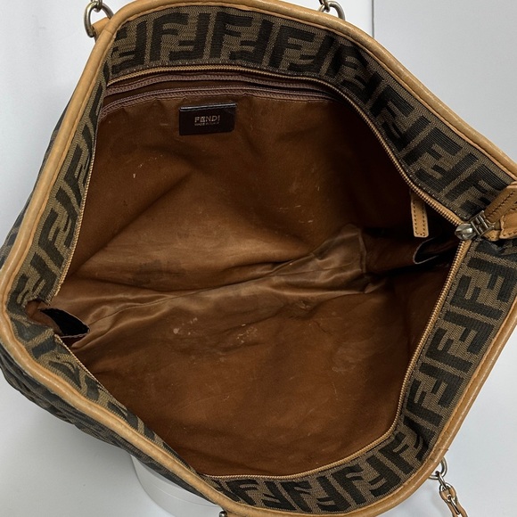 💯Authentic Fendi Brown Zucca Quilted Nylon Large Roll Tote🍀 - Picture 8 of 17